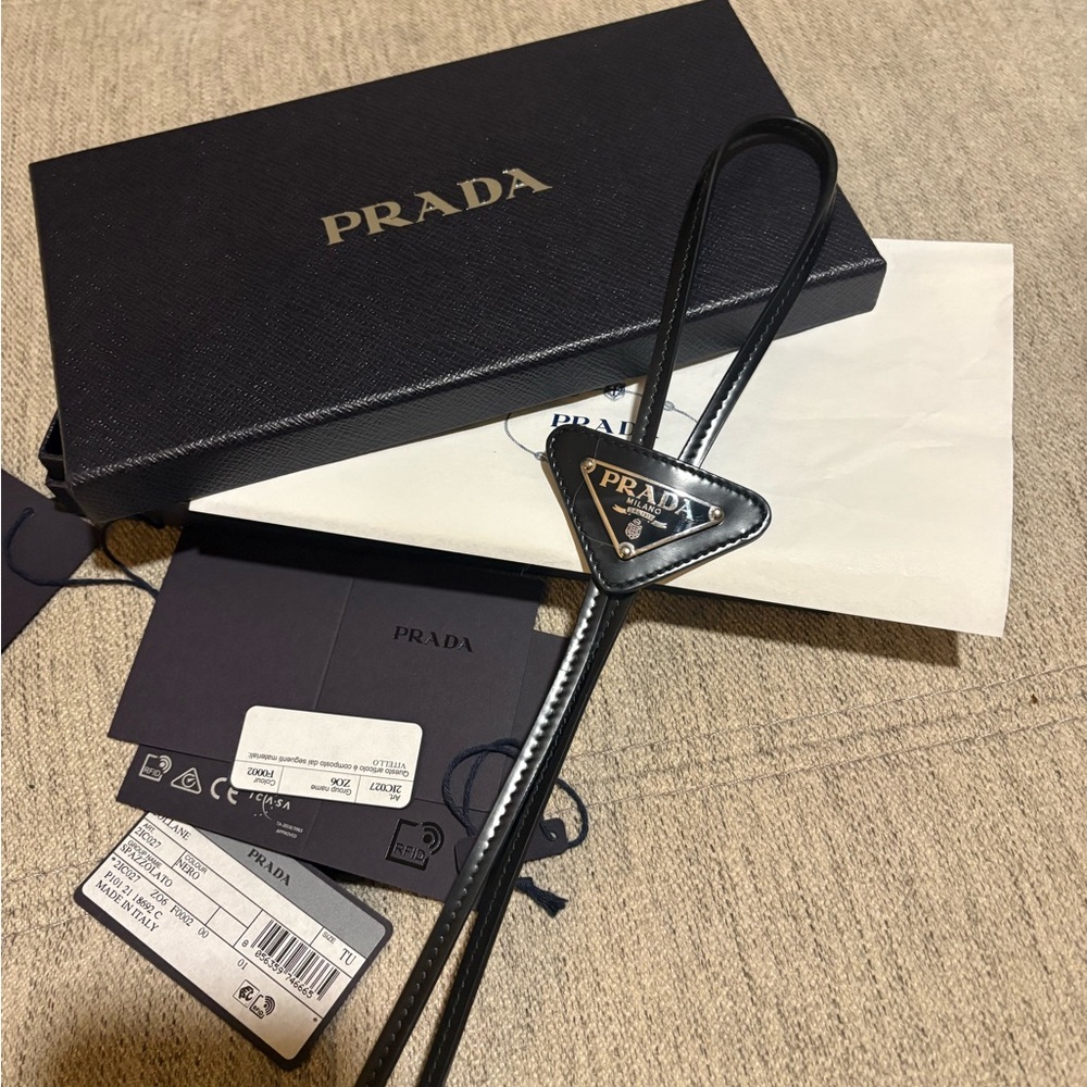 Prada Black patent leather bolo tie